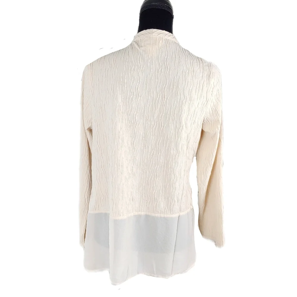 NWT Andrea Jovine Womens M Flowy Textured Dressy Open Cardigan - Picture 7 of 7